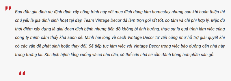 Đánh giá từ gia chủ về công trình Homestay tại Đường Lâm, Hà Nội trên website của Xây Tổ Ấm