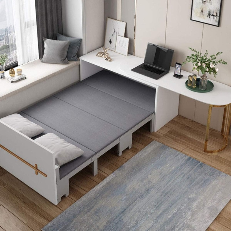 Một chiếc giường tích hợp bàn làm việc rộng rãi, vừa giúp bạn tiết kiệm diện tích nhưng vẫn đảm bảo sự thư giãn khi nghỉ ngơi.