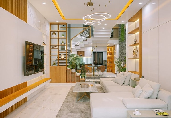 Căn nhà phố Hà Nội được cải tạo phòng khách thông với phòng bếp