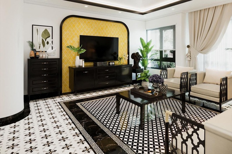 Nội thất nhà mang phong cách Indochine thường sở hữu gam màu vàng, nâu, be và trắng một cách hài hòa