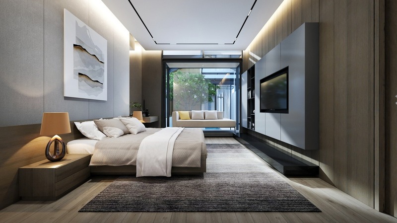 Không gian phòng ngủ riêng tư với hệ thống đèn màu ấm áp